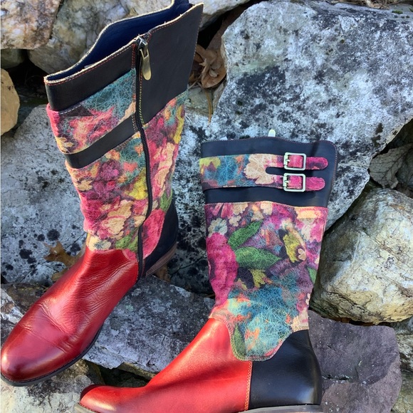 Spring Step L ‘Artiste Barbie Boot Sz 41 (10) Red Multi - Picture 6 of 7